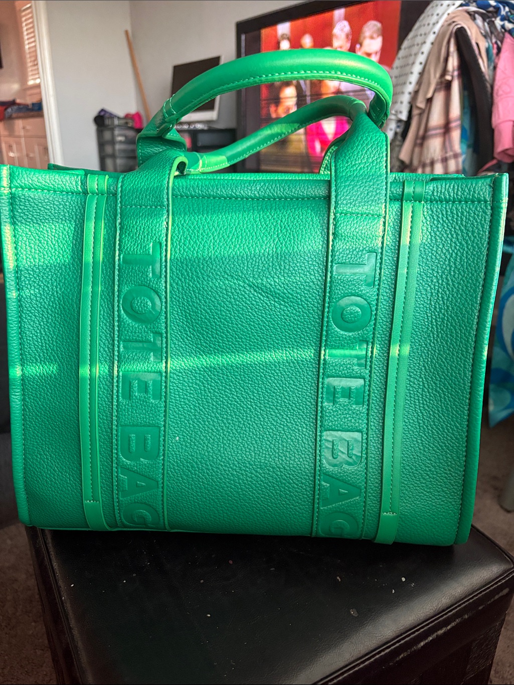 Tote Bag Green Tote Bag With Top Handles